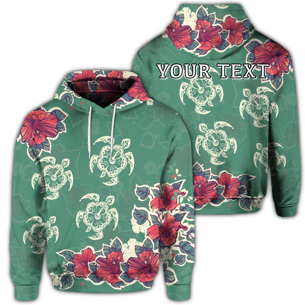 Custom Hawaiian Turtle and Colorful Hibiscus Polynesian Hoodie Unisex Art - Polynesian Pride