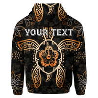 Custom Hawaiian Turtle and Hibiscus Polynesian Hoodie Orange - Polynesian Pride