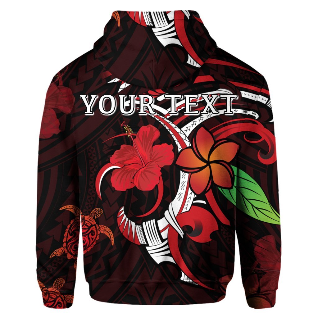 Custom Hawaiian Turtle Hibiscus and Plumeria Flower Polynesian Hoodie - Polynesian Pride