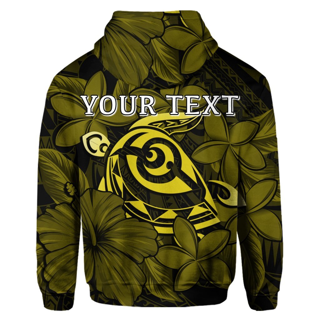 Custom Hawaiian Turtle Hibiscus Plumeria Kanaka Polynesian Hoodie Yellow Soft Style - Polynesian Pride