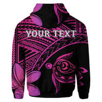 Custom Hawaiian Turtle Plumeria Kakau Polynesian Quilt Hoodie Neo Pink - Polynesian Pride