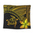 Hawaiian Turtle Plumeria Kakau Polynesian Quilt Tapestry Neo Yellow AH Wall Tapestry Black - Polynesian Pride