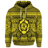 Custom Hawaiian Turtle Polyensian Tribal Hoodie Yellow - Polynesian Pride