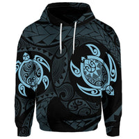 Custom Hawaiian Two Turtle Polynesian Hoodie Pastel Blue - Polynesian Pride