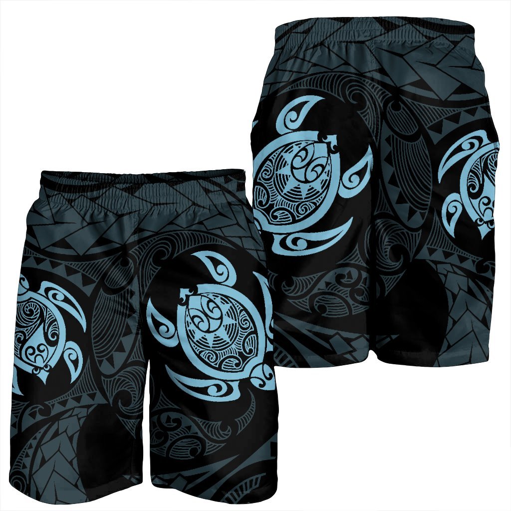 Hawaiian Two Turtle Polynesian Men's Shorts Pastel Blue AH - Polynesian Pride