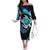 Polynesian Pride Hawaii Tribal Sea Turtle Off Shoulder Long Sleeve Dress Black Color Women Art - Polynesian Pride