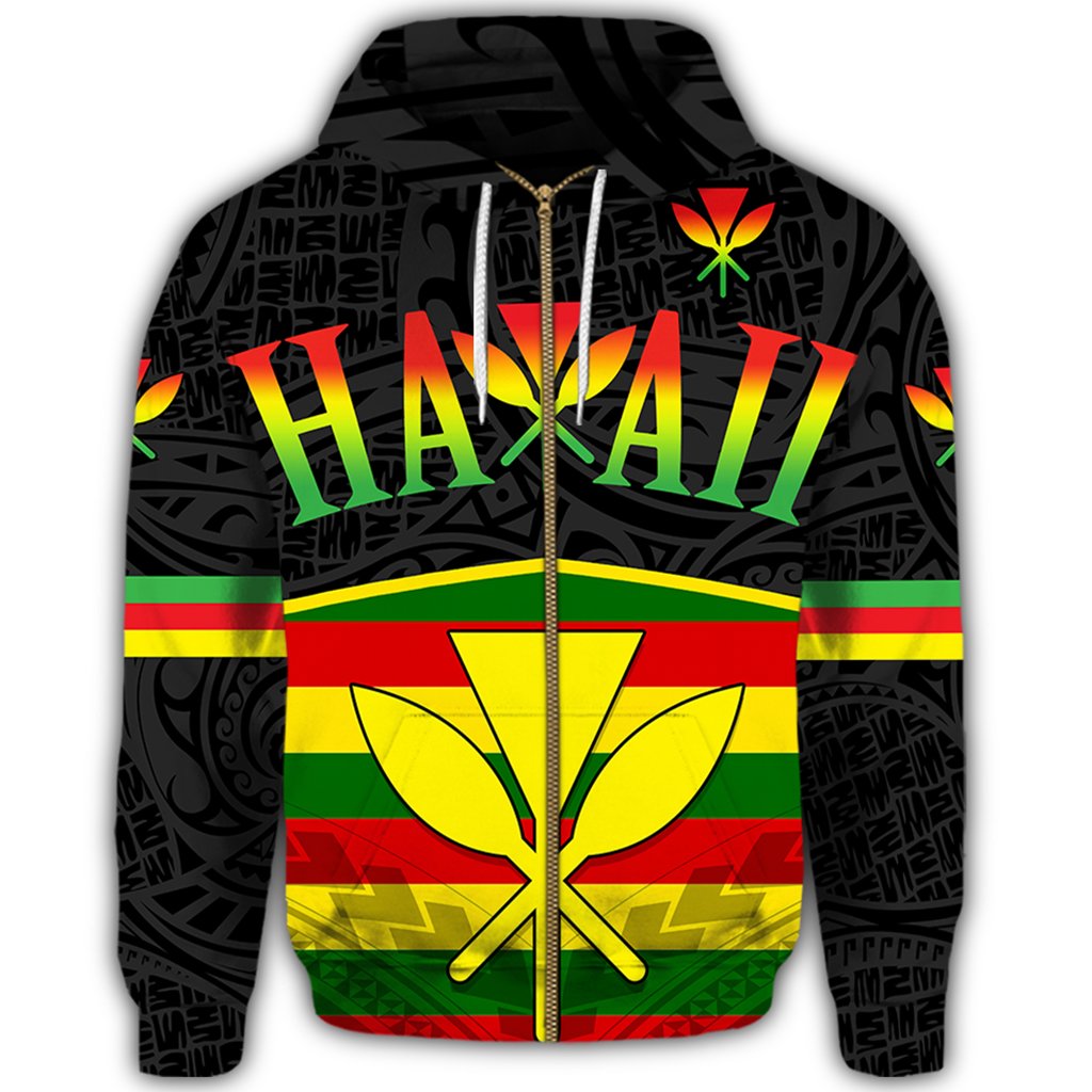 Kanaka Maoli Polynesian Hoodie Zip 3CL AH - Polynesian Pride