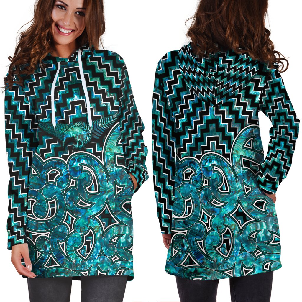 New Zealand Hoodie Dress Maori Graphic Tee patterns Paua Shell LT6 - Polynesian Pride