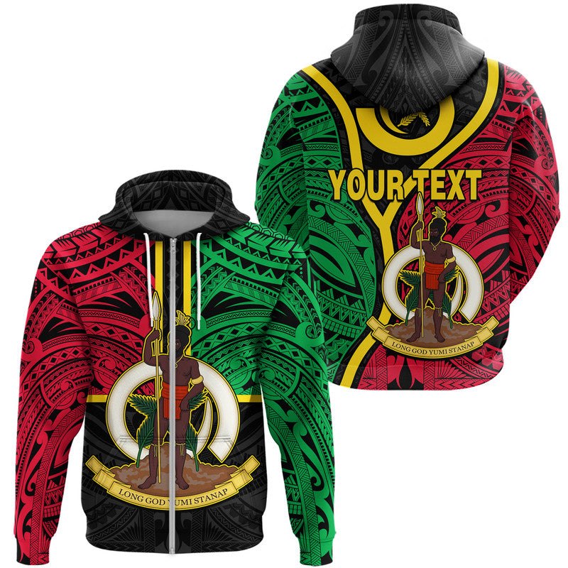 Custom Vanuatu Hoodie Tribal Vanuatu Coat of Arms Flag Style No2 LT9 - Polynesian Pride