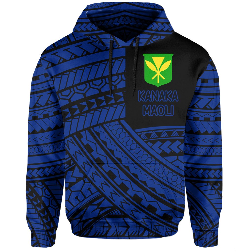 Polynesian Protect Mauna Kea Kanaka Maoli Hawaii Hoodie Blue Quarter Style - Polynesian Pride