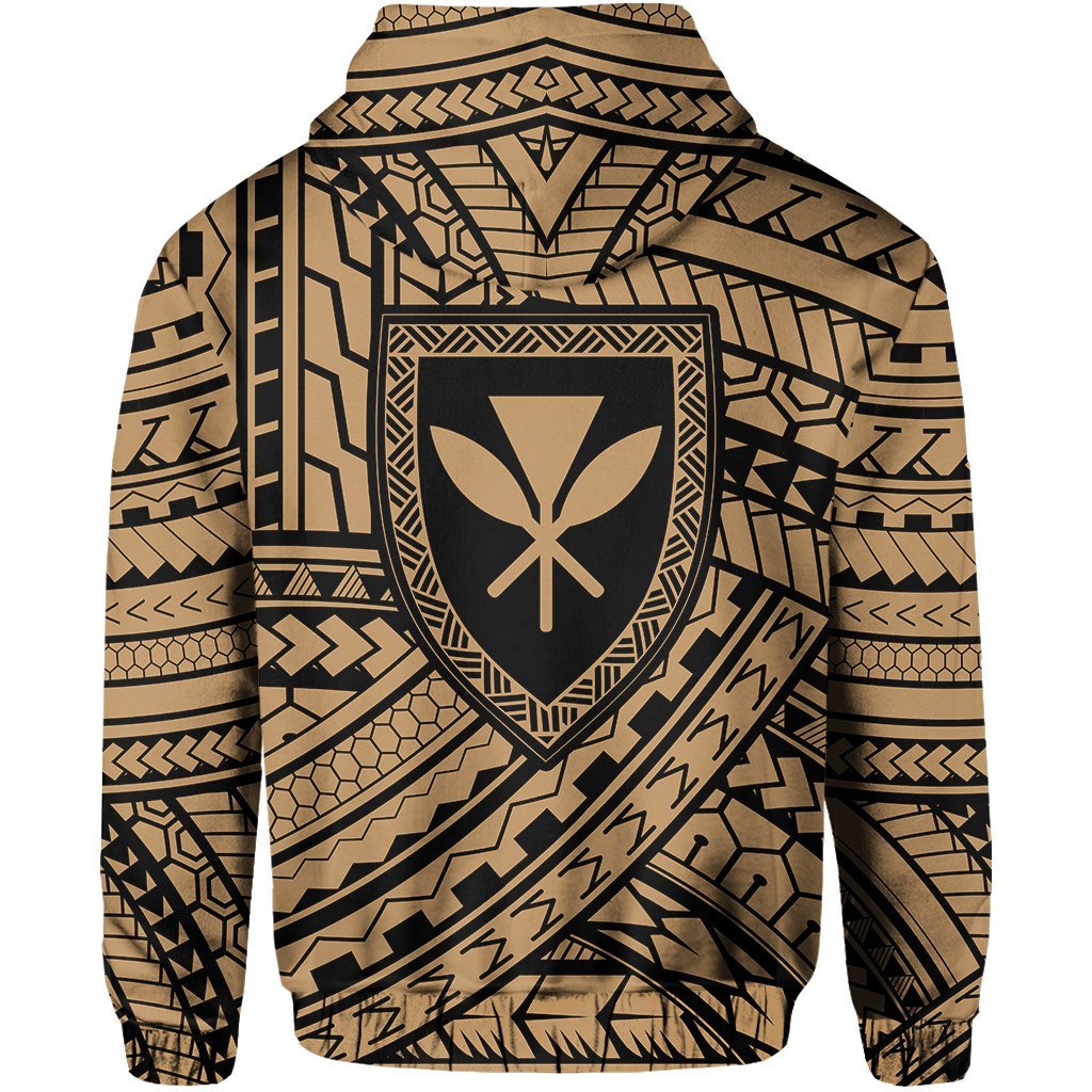 Polynesian Protect Mauna Kea Kanaka Maoli Hawaii Zip Hoodie Gold Quarter Style - Polynesian Pride