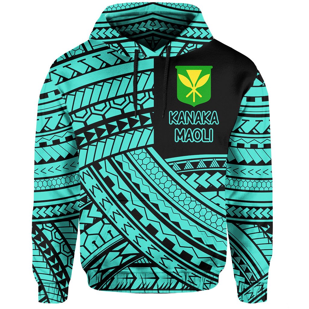 Polynesian Protect Mauna Kea Kanaka Maoli Hawaii Hoodie Turquoise Quarter Style - Polynesian Pride