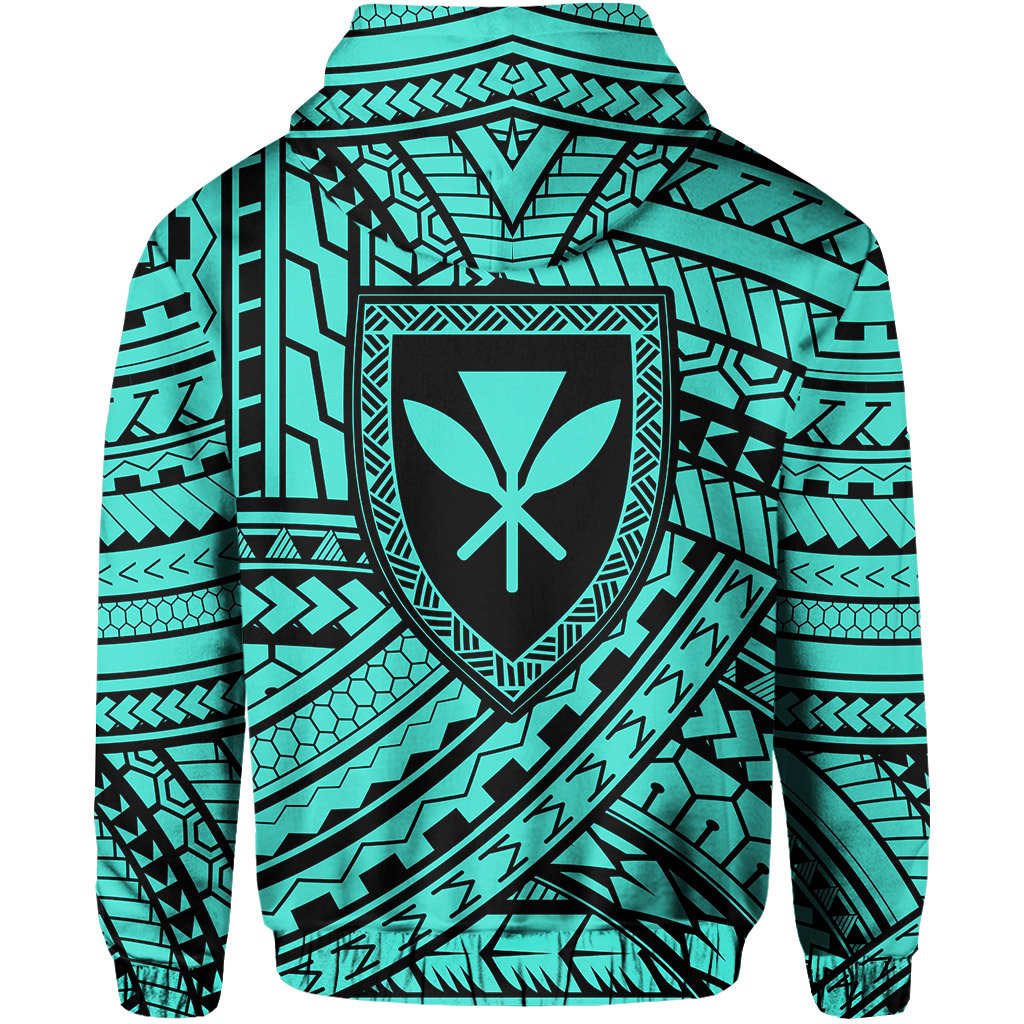 Polynesian Protect Mauna Kea Kanaka Maoli Hawaii Zip Hoodie Turquoise Quarter Style - Polynesian Pride