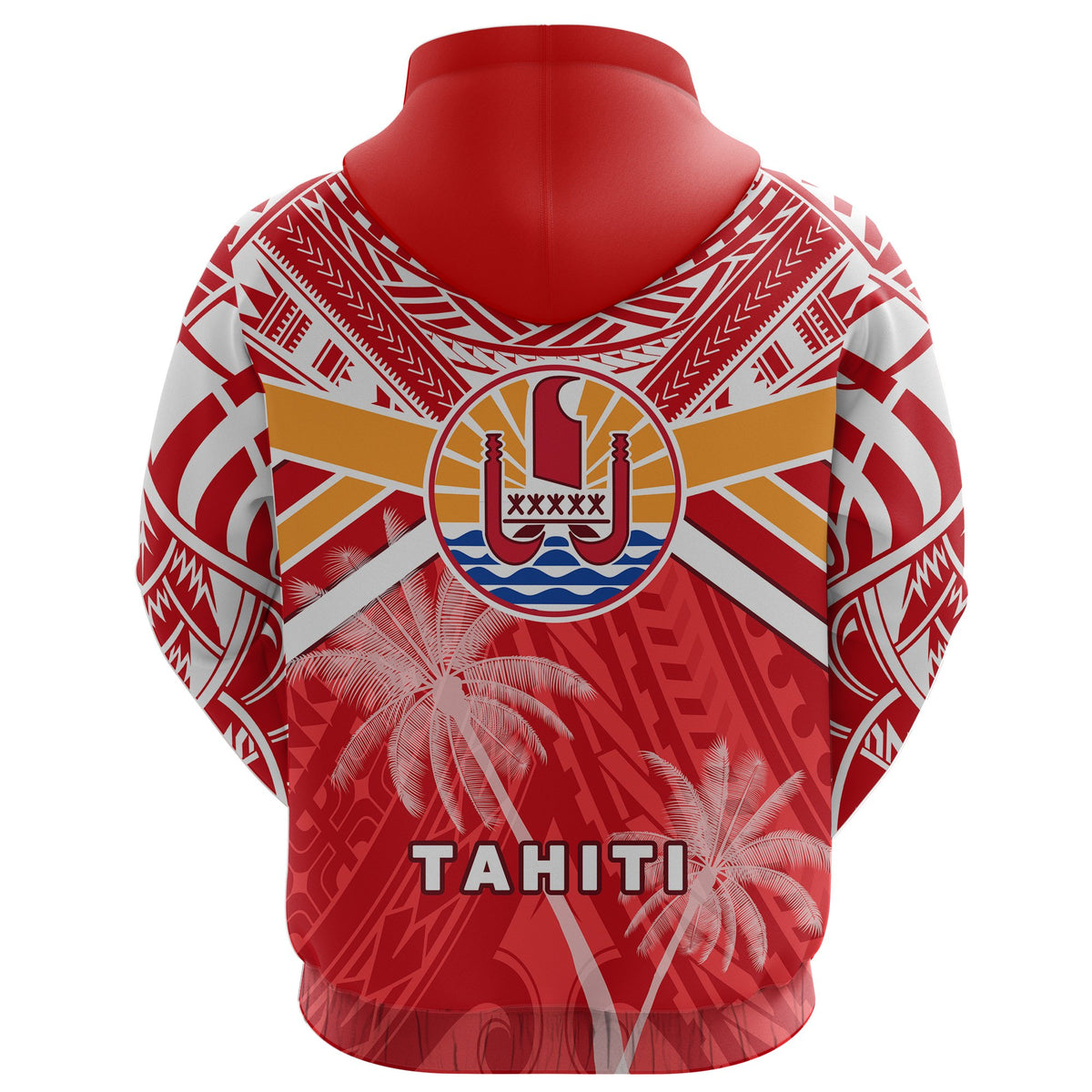 Tahiti Rugby Zip Hoodie Polynesian Coat of Arms and Flag - Polynesian Pride