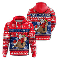 New Zealand Maori Meri Kirihimete Hoodie LT2 Zip Hoodie RED - Polynesian Pride