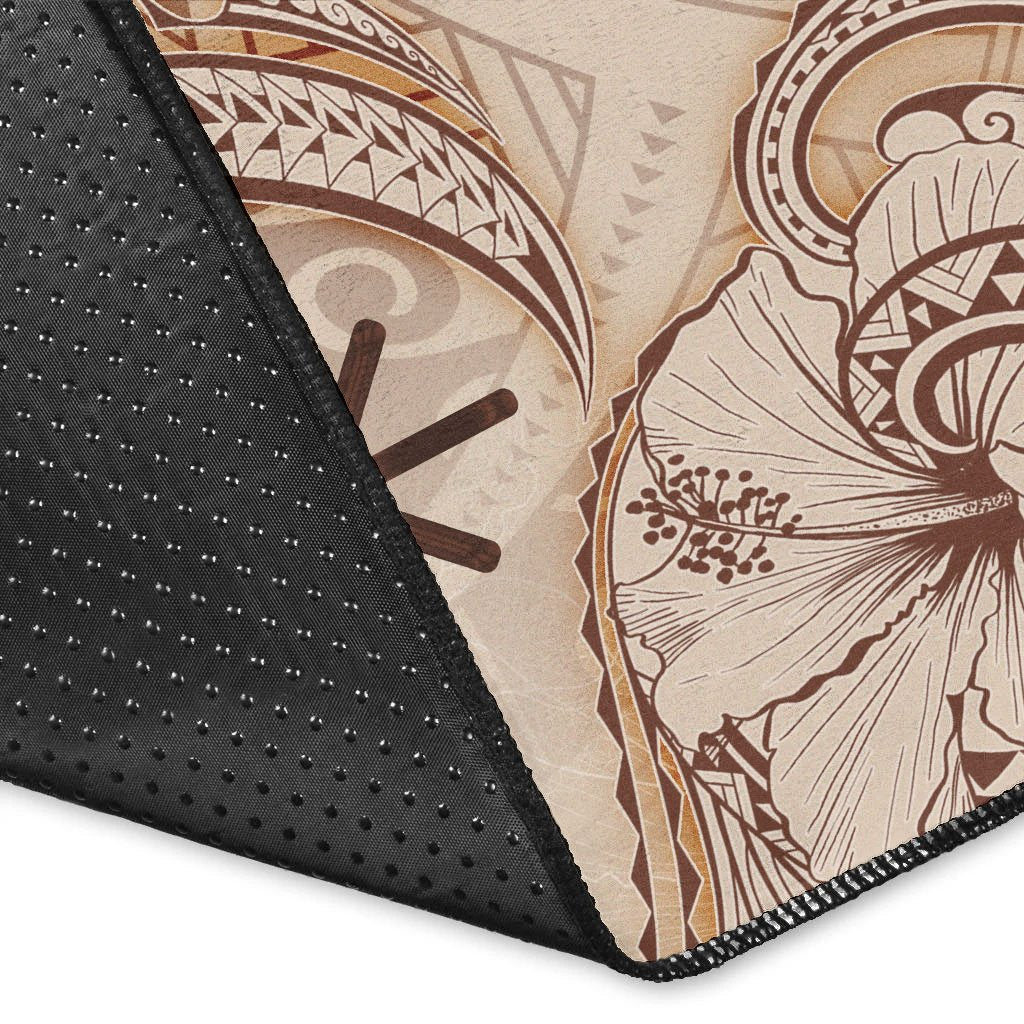 Hawaii Kanaka Maoli Area Rug - Hibiscus Flowers Vintage Style - Polynesian Pride