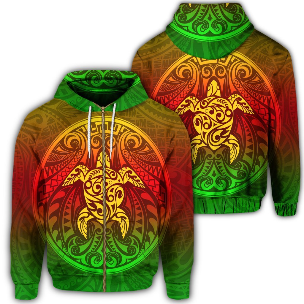 Kanaka Maoli Turtle Polynesian Zip Hoodie Unisex Art - Polynesian Pride