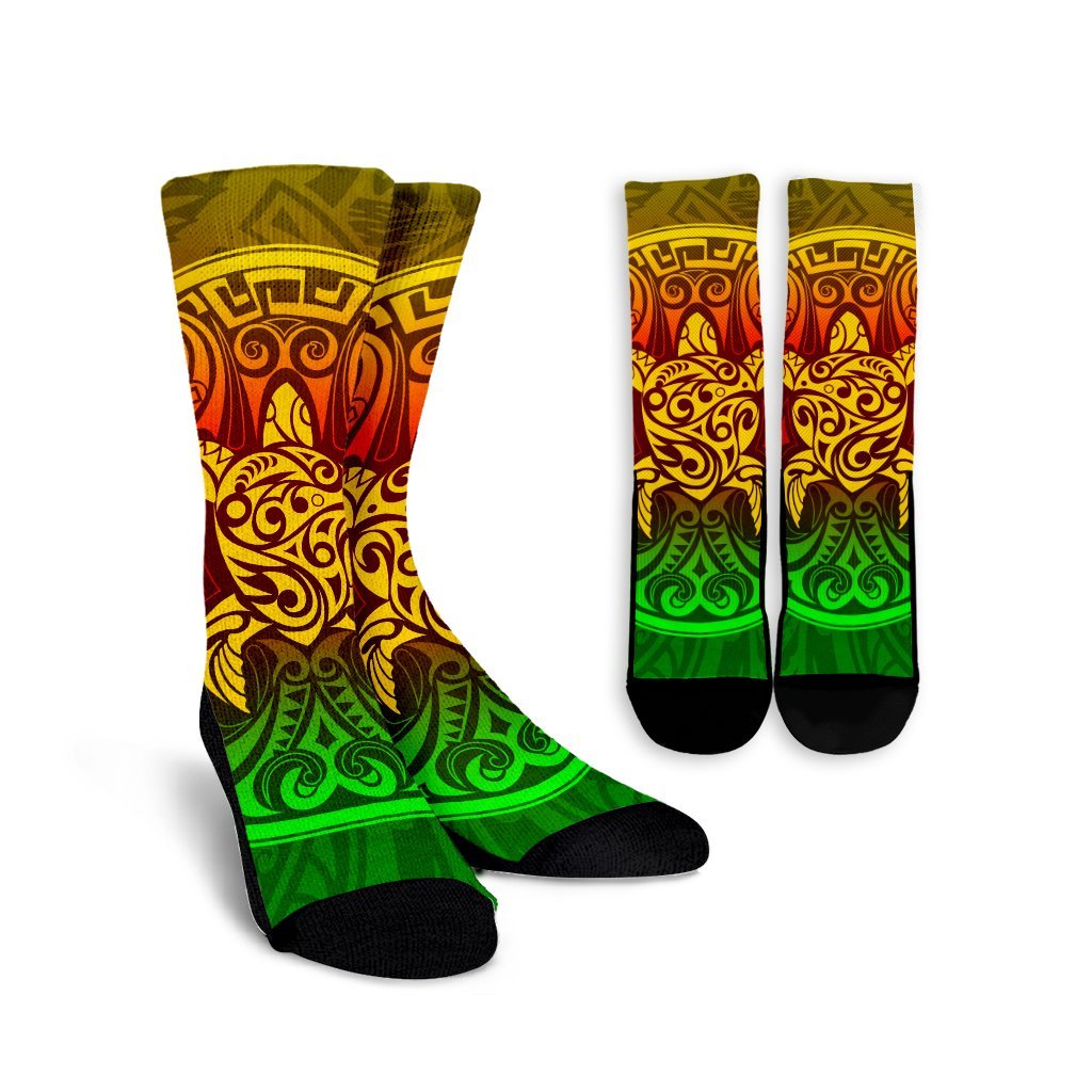 Kanaka Maoli Turtle Polynesian Crew Socks - AH Crew Socks White - Polynesian Pride