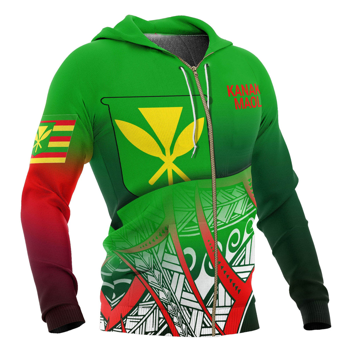 Kanaka Maoli Coat of Arms Zip up Hoodie Polynesian Pattern - Polynesian Pride