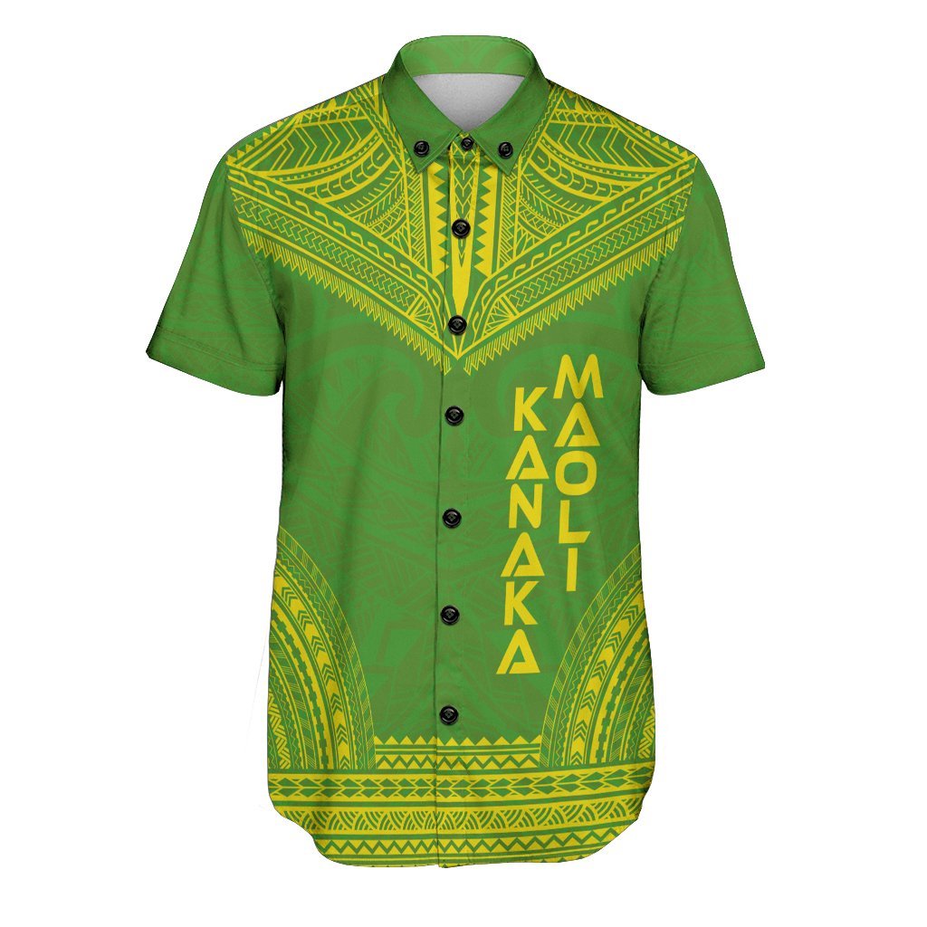 Kanaka Maoli Polynesian Chief Shirt - Flag Version Men Green - Polynesian Pride