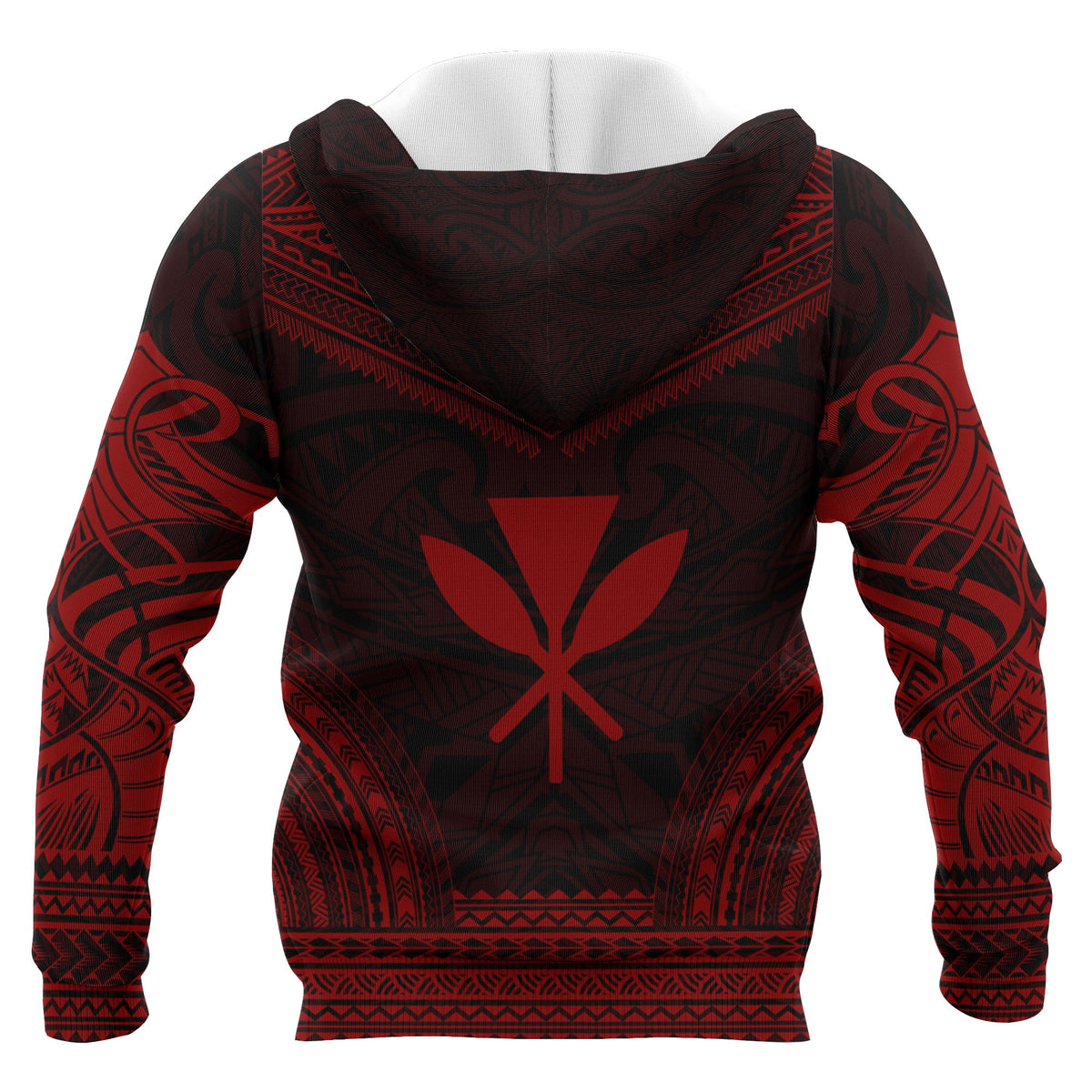 Kanaka Maoli Polynesian Chief Custom Zip up Hoodie Red Version Unisex Red - Polynesian Pride