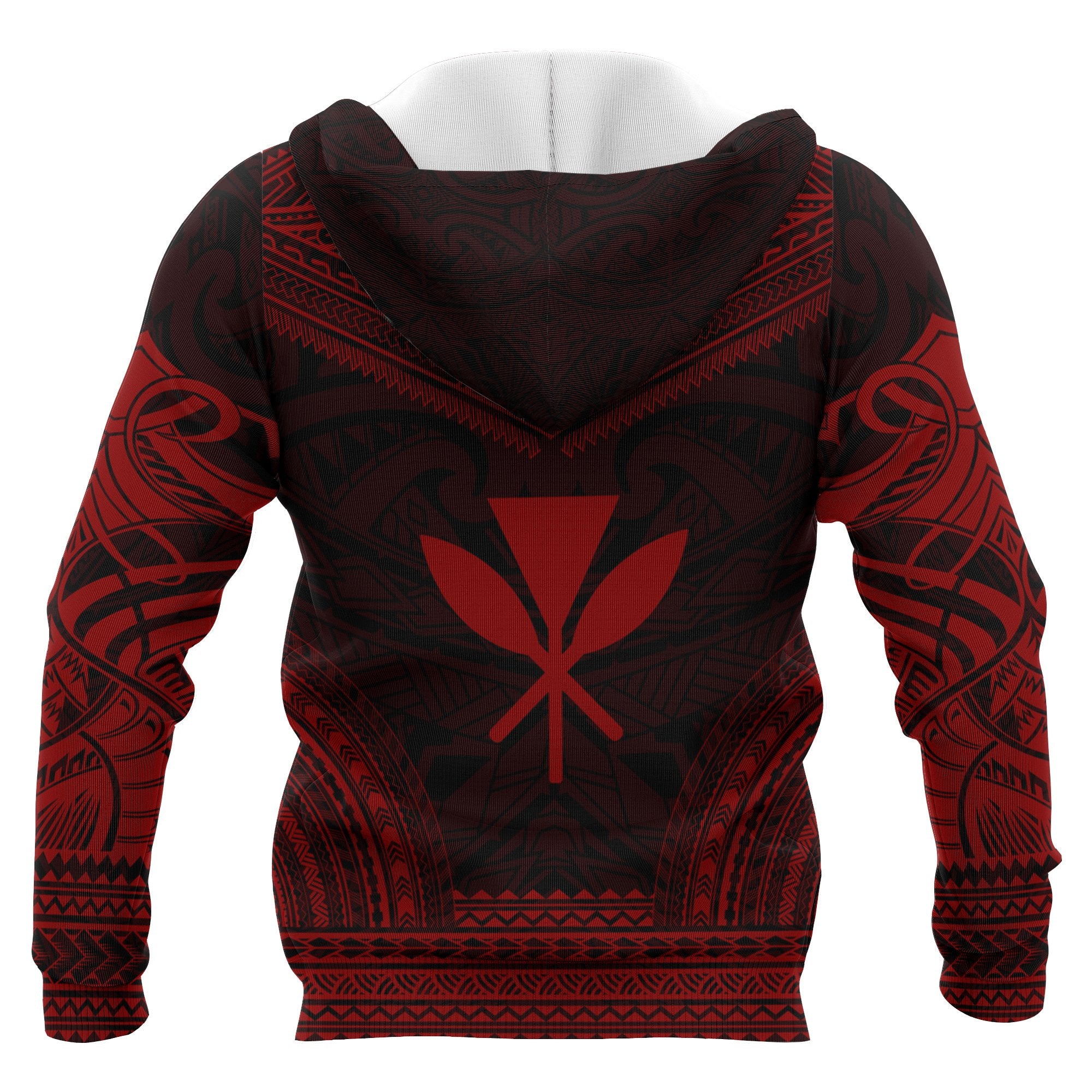 Kanaka Maoli Polynesian Chief Custom Zip up Hoodie Red Version Unisex Red - Polynesian Pride