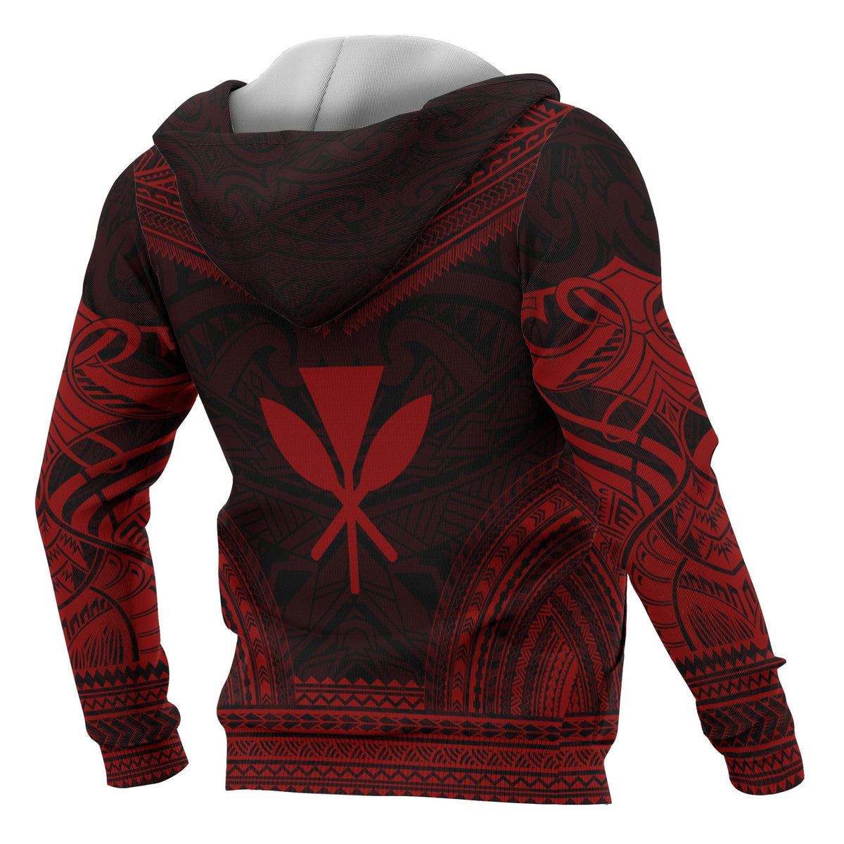 Kanaka Maoli Polynesian Chief Custom Zip up Hoodie Red Version - Polynesian Pride