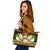 Kiribati Leather Tote - Polynesian Gold Patterns Collection Black - Polynesian Pride