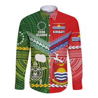 (Custom Personalised) Kiribati And Cook Islands Hawaii Long Sleeve Button Shirt Together LT8 - Polynesian Pride