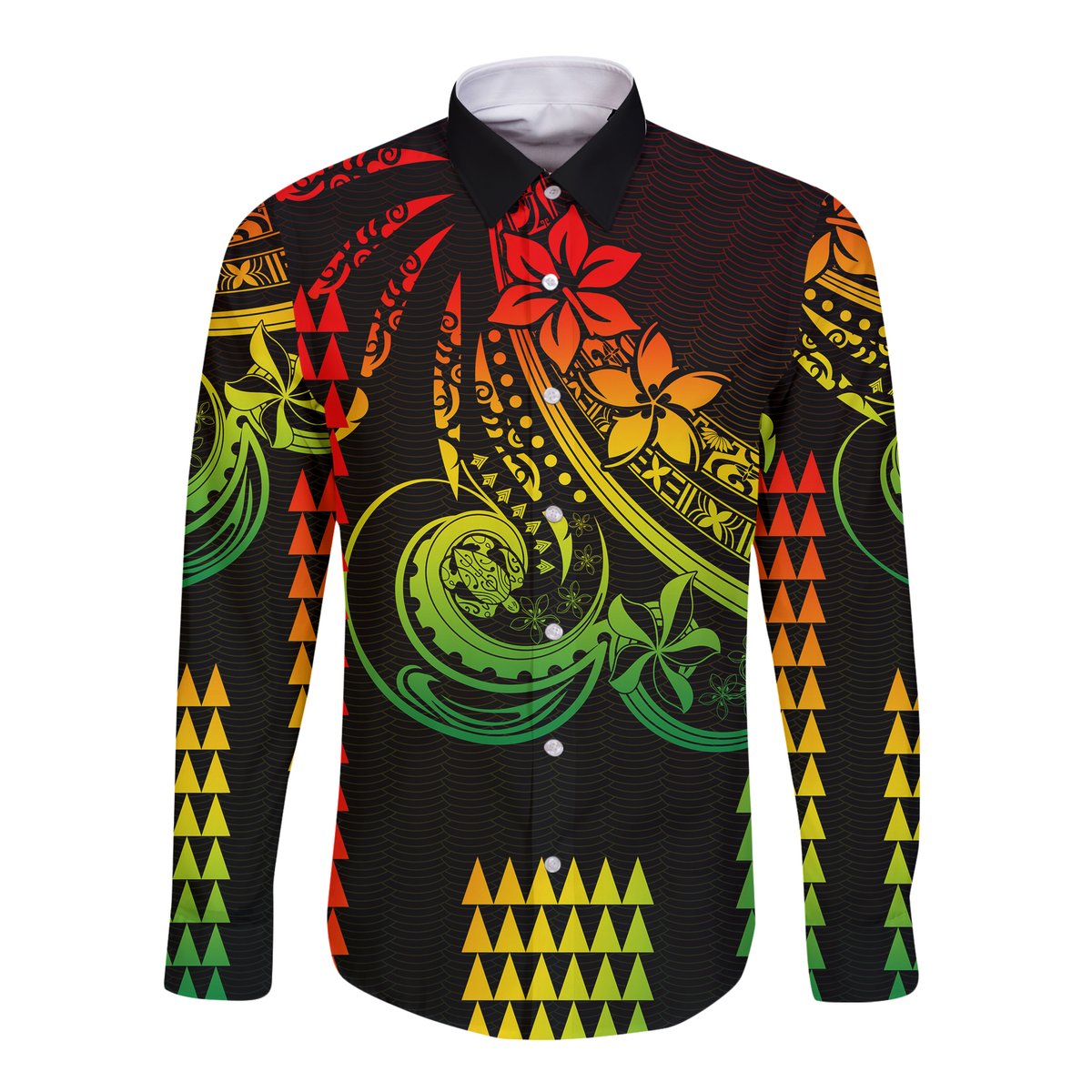 Kakau Hawaiian Polynesian Couples Matching Outfits Long Sleeve Dress And Long Sleeve Button Shirt Reggage LT6 - Polynesian Pride