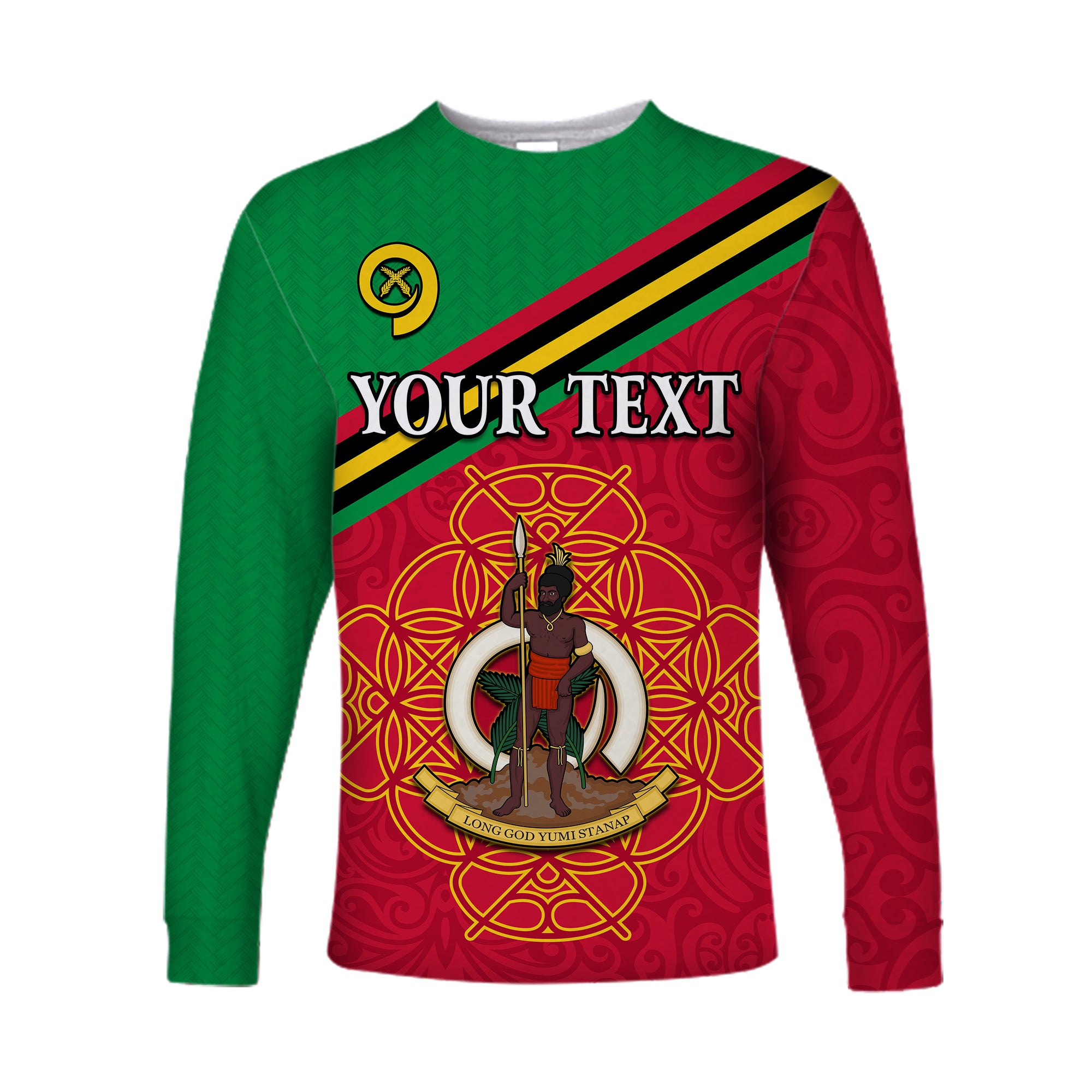 (Custom Personalised) Vanuatu Long Sleeve Shirt Pattern Sand Drawing LT13 Unisex Red - Polynesian Pride