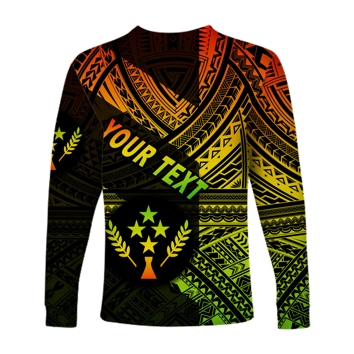 (Custom Personalised) FSM Kosrae Long Sleeve Shirts Original Style - Reggae LT8 - Polynesian Pride