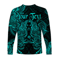 (Custom Personalised) Virgo Zodiac Polynesian Long Sleeve Shirt Unique Style - Turquoise LT8 - Polynesian Pride