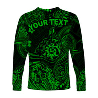 (Custom Personalised) Hawaii Shaka Polynesian Long Sleeve Shirt Unique Style - Green LT8 - Polynesian Pride