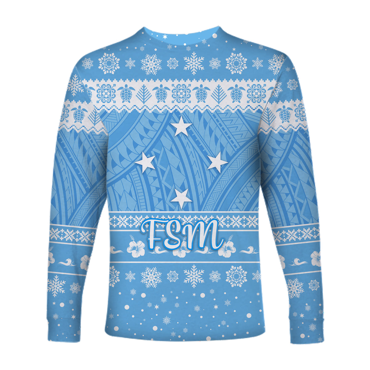 Federated States of Micronesia Christmas Long Sleeve Shirt Simple Style - FSM Flag LT8 - Polynesian Pride
