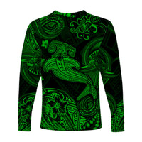 Hawaii Hammer Shark Polynesian Long Sleeve Shirt Unique Style - Green LT8 - Polynesian Pride
