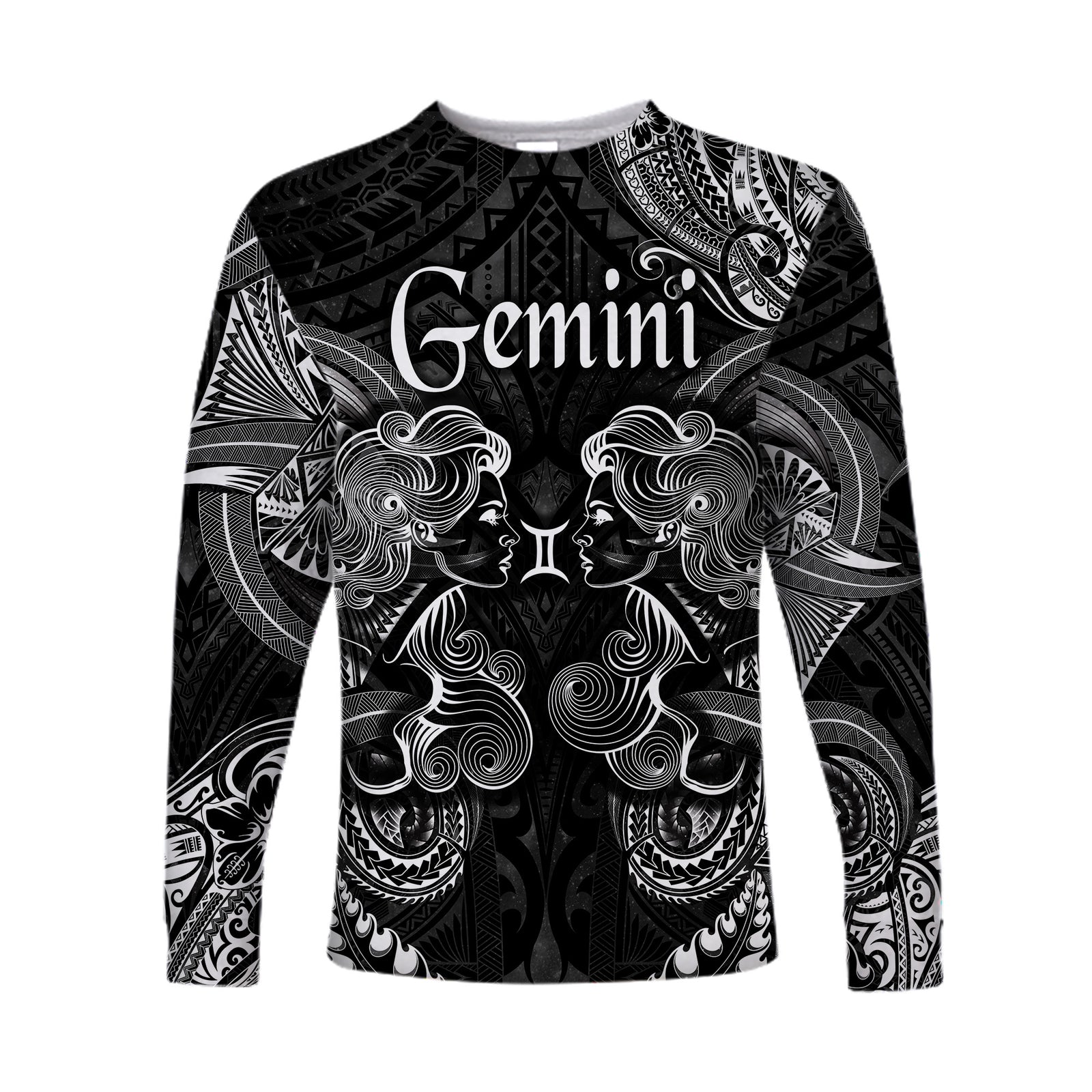 (Custom Personalised) Gemini Zodiac Polynesian Long Sleeve Shirt Unique Style - Black LT8 Unisex Black - Polynesian Pride