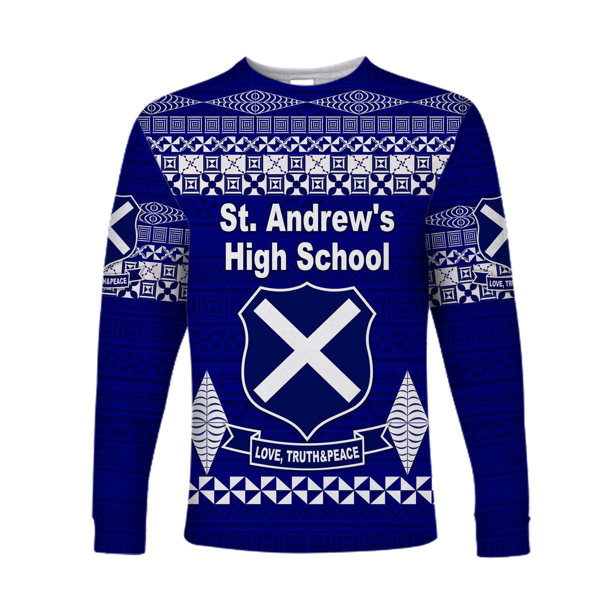 St. Andrew's High School Long Sleeve Shirt Simple Tongan Kupesi LT8 - Polynesian Pride