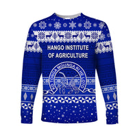 (Custom Personalised) Hango Institute of Agriculture Christmas Long Sleeve Shirt Simple Style LT8 Unisex Blue - Polynesian Pride