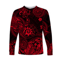 (Custom Personalised) Hawaii Shaka Polynesian Long Sleeve Shirt Unique Style - Red LT8 - Polynesian Pride