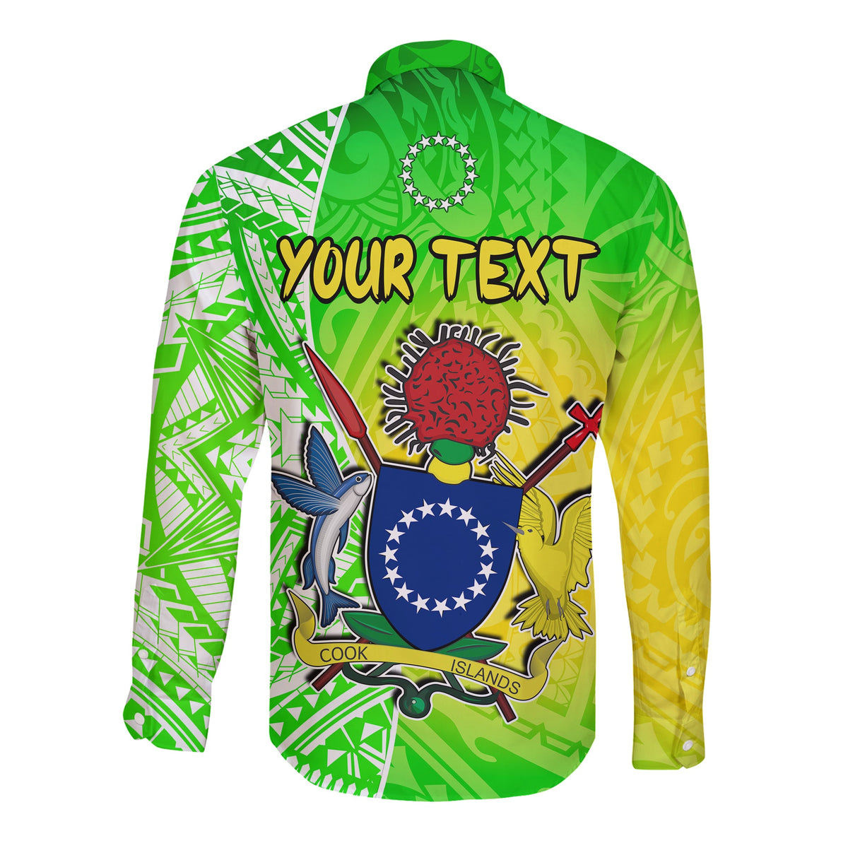 (Custom Personalised) Happy Mangaia Gospel Day Long Sleeve Button Shirt Cook Islands Coat Of Arms Polynesian Pattern LT14 - Polynesian Pride