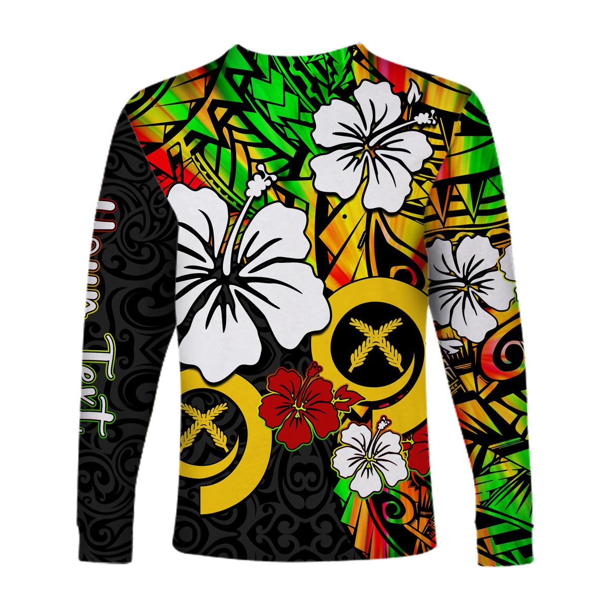 (Custom Personalised) Vanuatu Long Sleeve Shirt Polynesia Tie Dye Hibiscus Flowers LT13 - Polynesian Pride