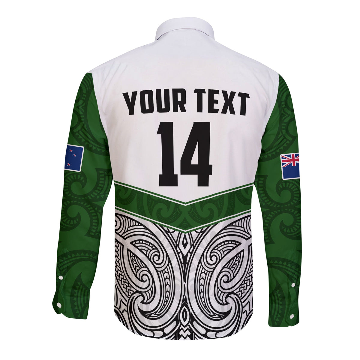 (Custom Text And Number) New Zealand Silver Fern Rugby Long Sleeve Button Shirt Maori Pacific LT14 - Polynesian Pride
