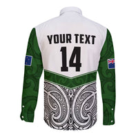 (Custom Text And Number) New Zealand Silver Fern Rugby Long Sleeve Button Shirt Maori Pacific LT14 - Polynesian Pride