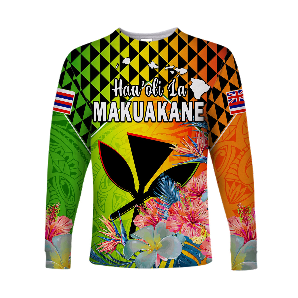 (Custom Personalised) Happy Hawaii Fathers Day Long Sleeve Shirt Hawaiian Tribal Kanaka Maoli Hibiscus LT14 - Polynesian Pride