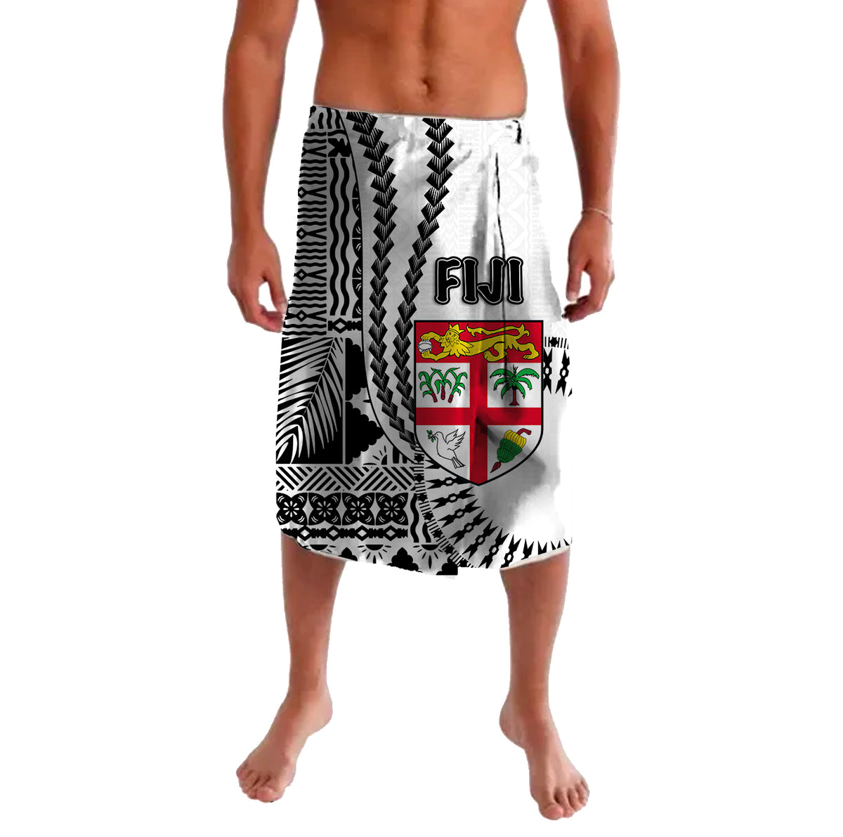 Fiji Lavalava Masi Tapa Patterns White Style LT6 Lavalava White - Polynesian Pride