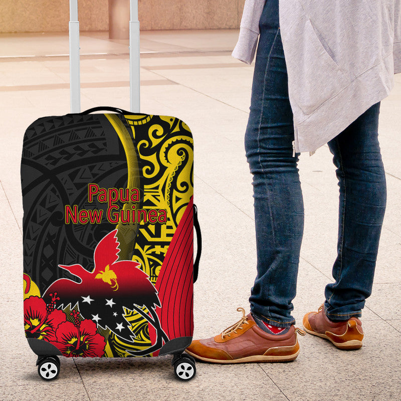 Papua New Guinea Luggage Cover Vibe Style LT6 Black - Polynesian Pride