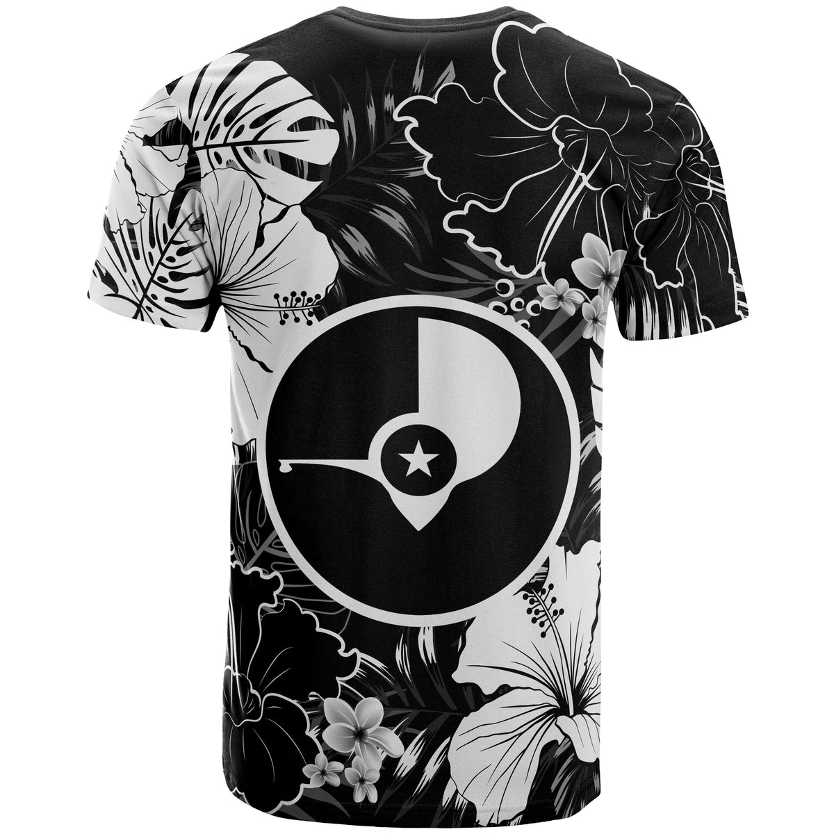 Yap Micronesia T Shirt White Hibiscus Palm Monstera - Polynesian Pride