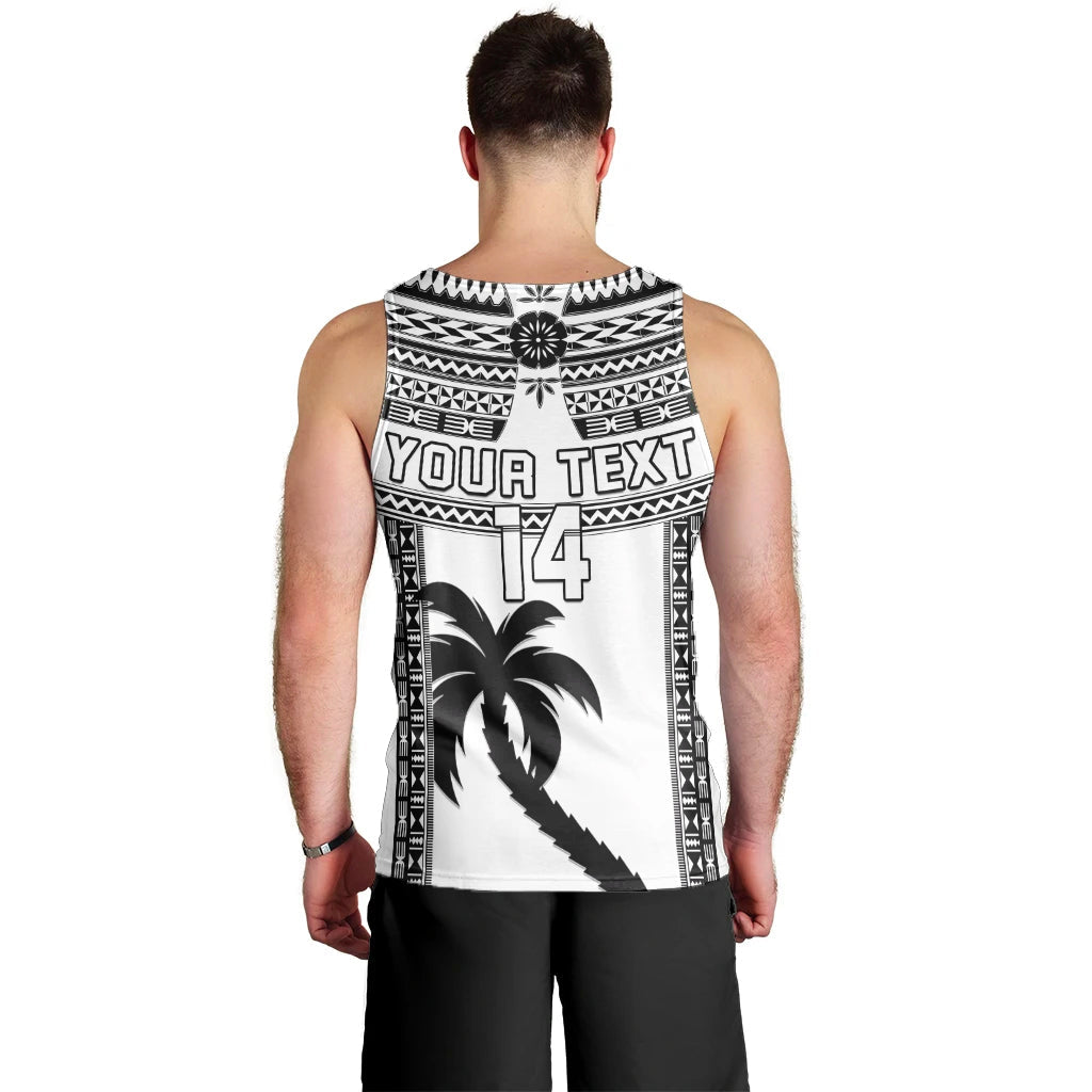 Custom Text And Number Fiji Rugby Men Tank Top Pacific The Bati Black Fijian Tapa LT14 - Polynesian Pride