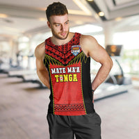 (Custom Text And Number) Tonga Rugby Men Tank Top Mate Maa Tonga Pacific Ngatu Black LT14 - Polynesian Pride